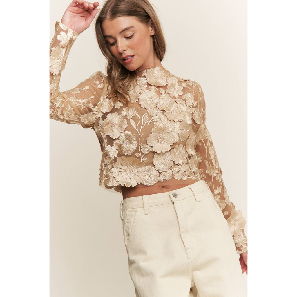 Desert Bloom Embroidered Crop Top
