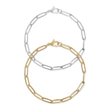 Load image into Gallery viewer, Stainless Steel Paperclip Chain Bracelet: Gold / 7&quot;
