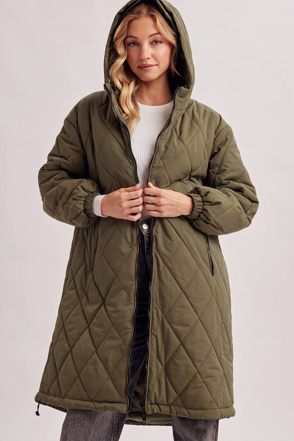 Longline Quilted Puffer Jacket