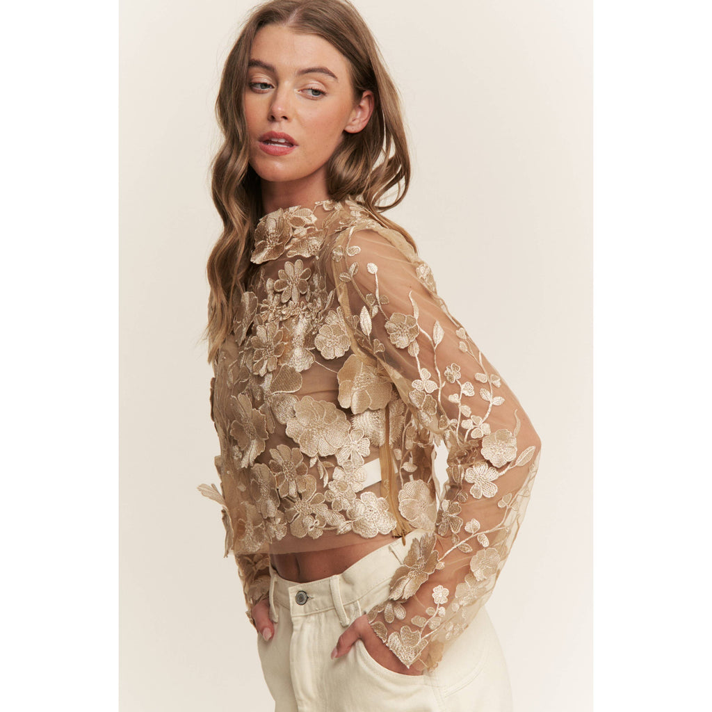 Desert Bloom Embroidered Crop Top