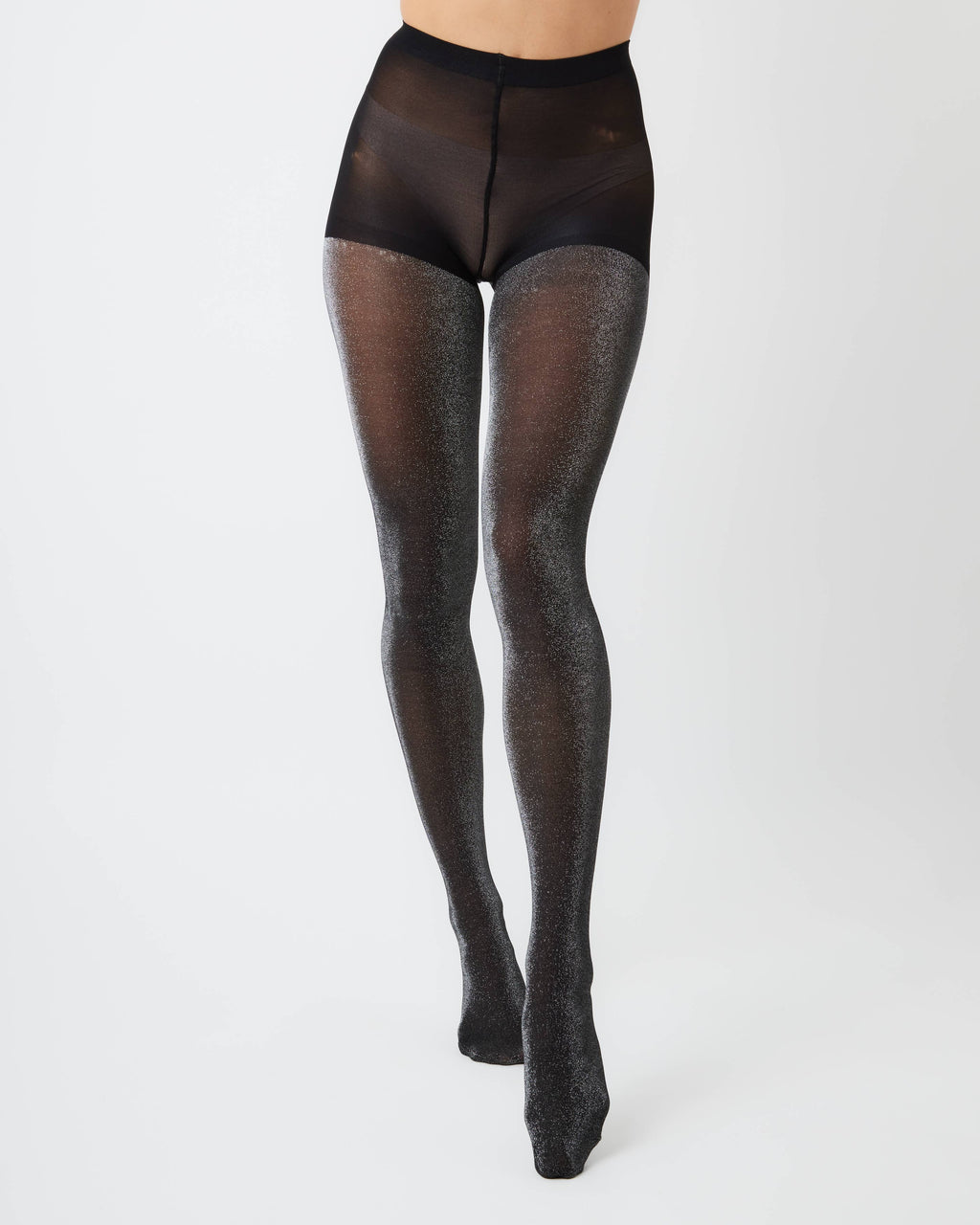 Sheer Metallic tights in black