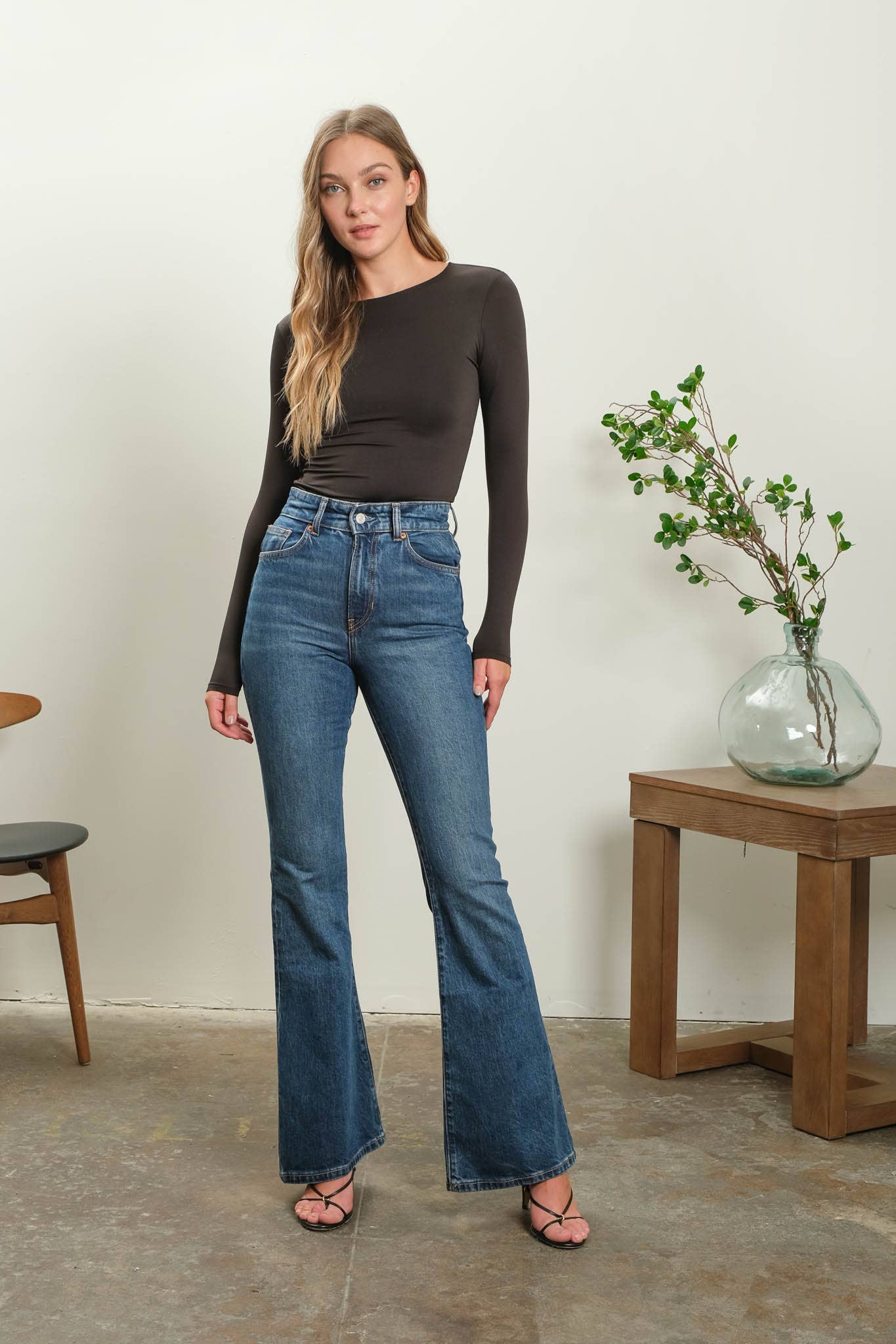 Black Long Sleeve Fitted Top