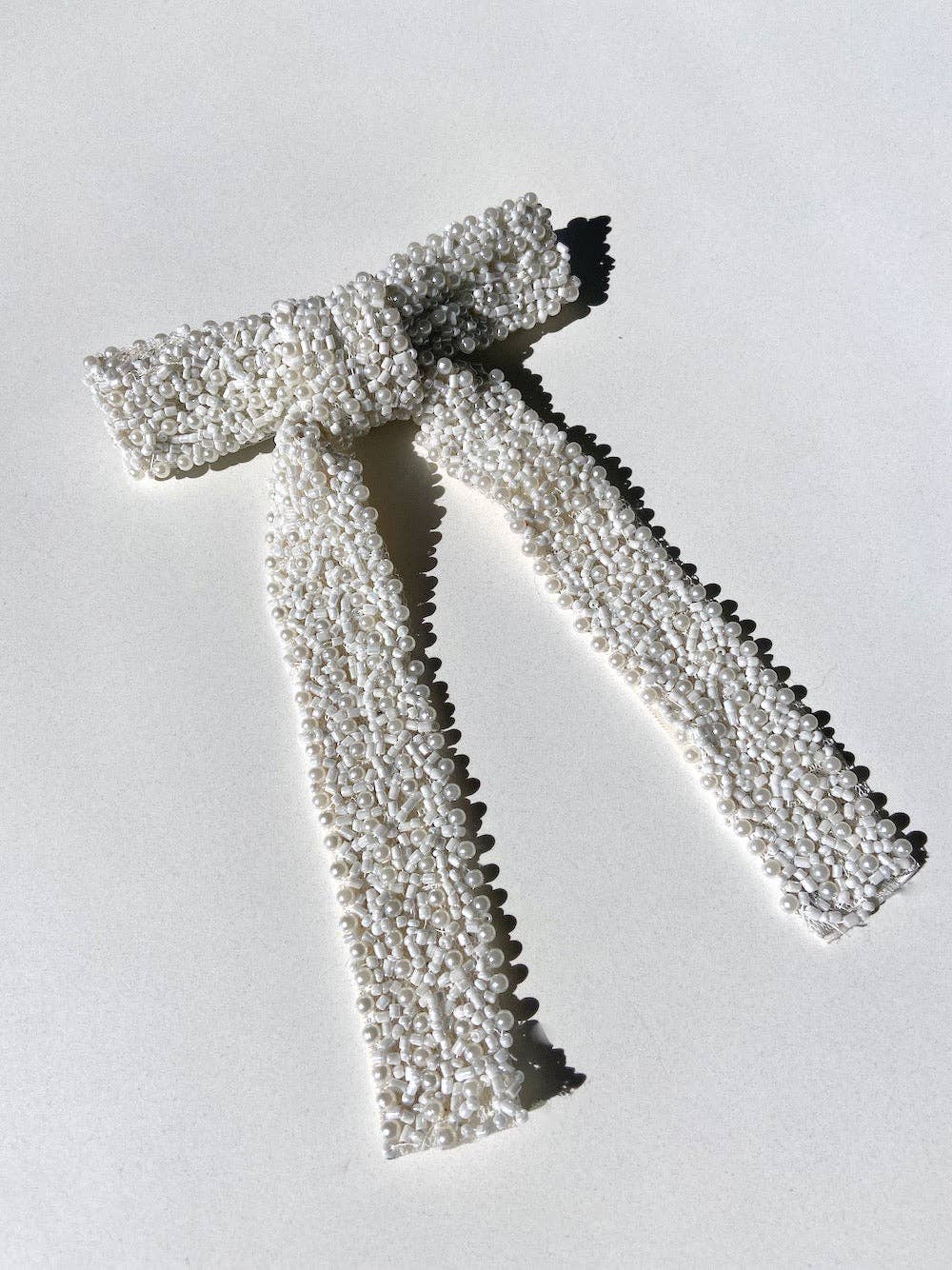 Embellished Hair Bow Barrette Clip | Hand-Stitched: Black/Silver