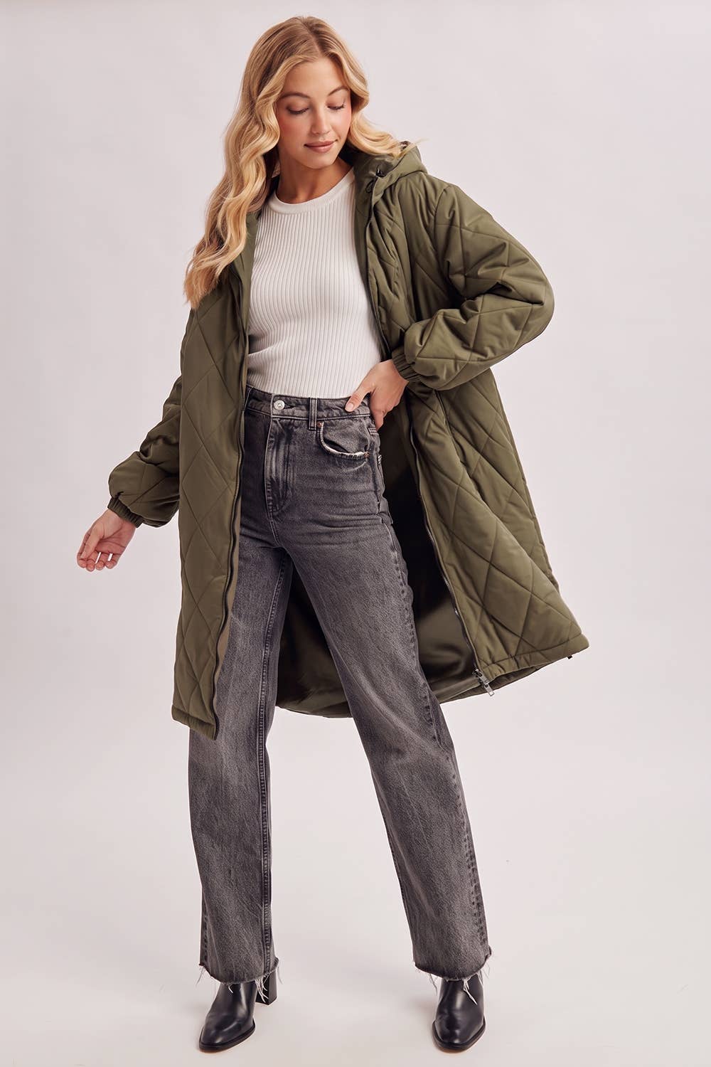 Longline Quilted Puffer Jacket