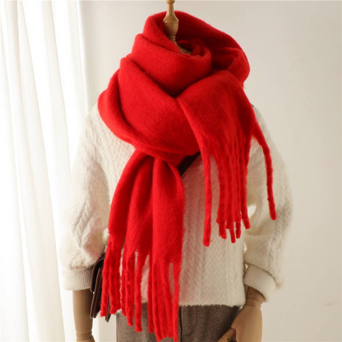 Cloud Soft Mohair Tassel Scarf