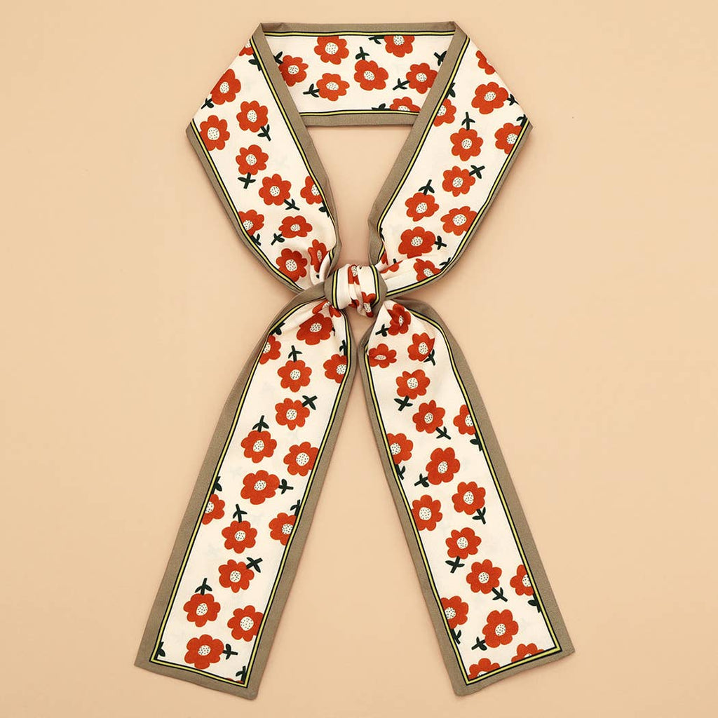 Floral Print Satin Scarf