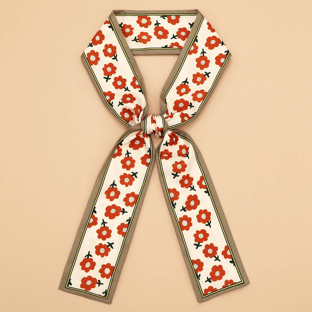 Floral Print Satin Scarf