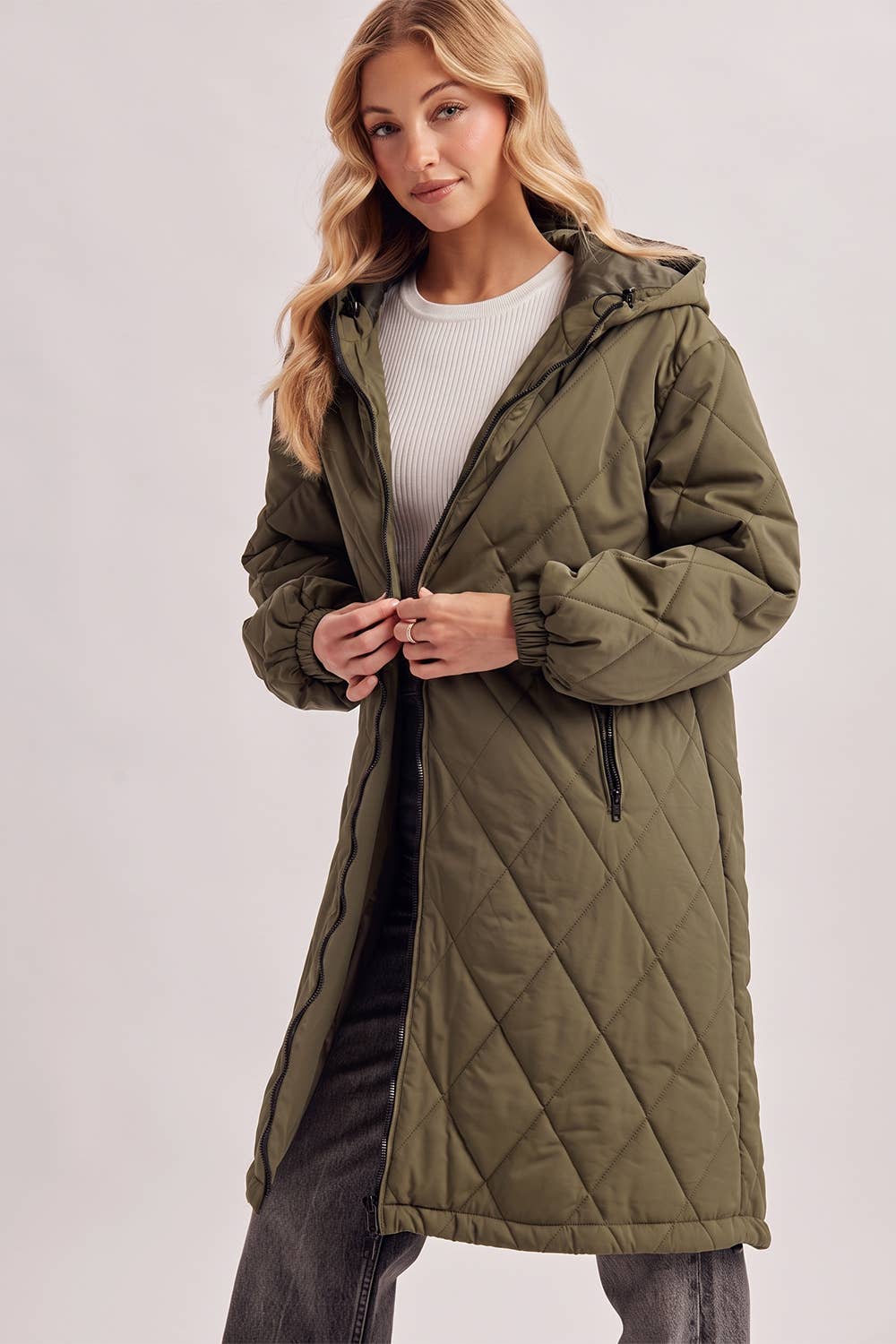 Longline Quilted Puffer Jacket