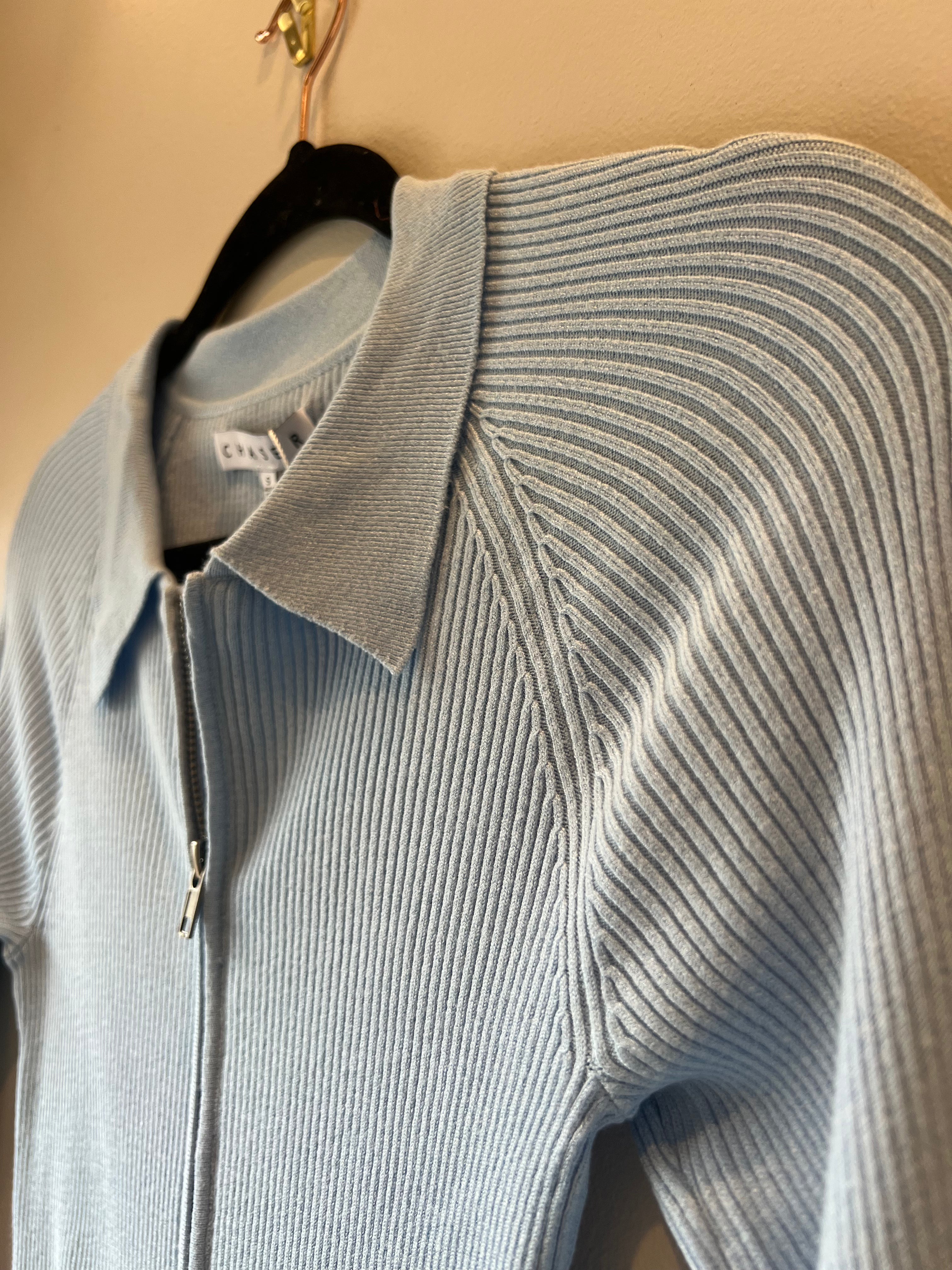 Sky Blue Double Zipper Zip-Up