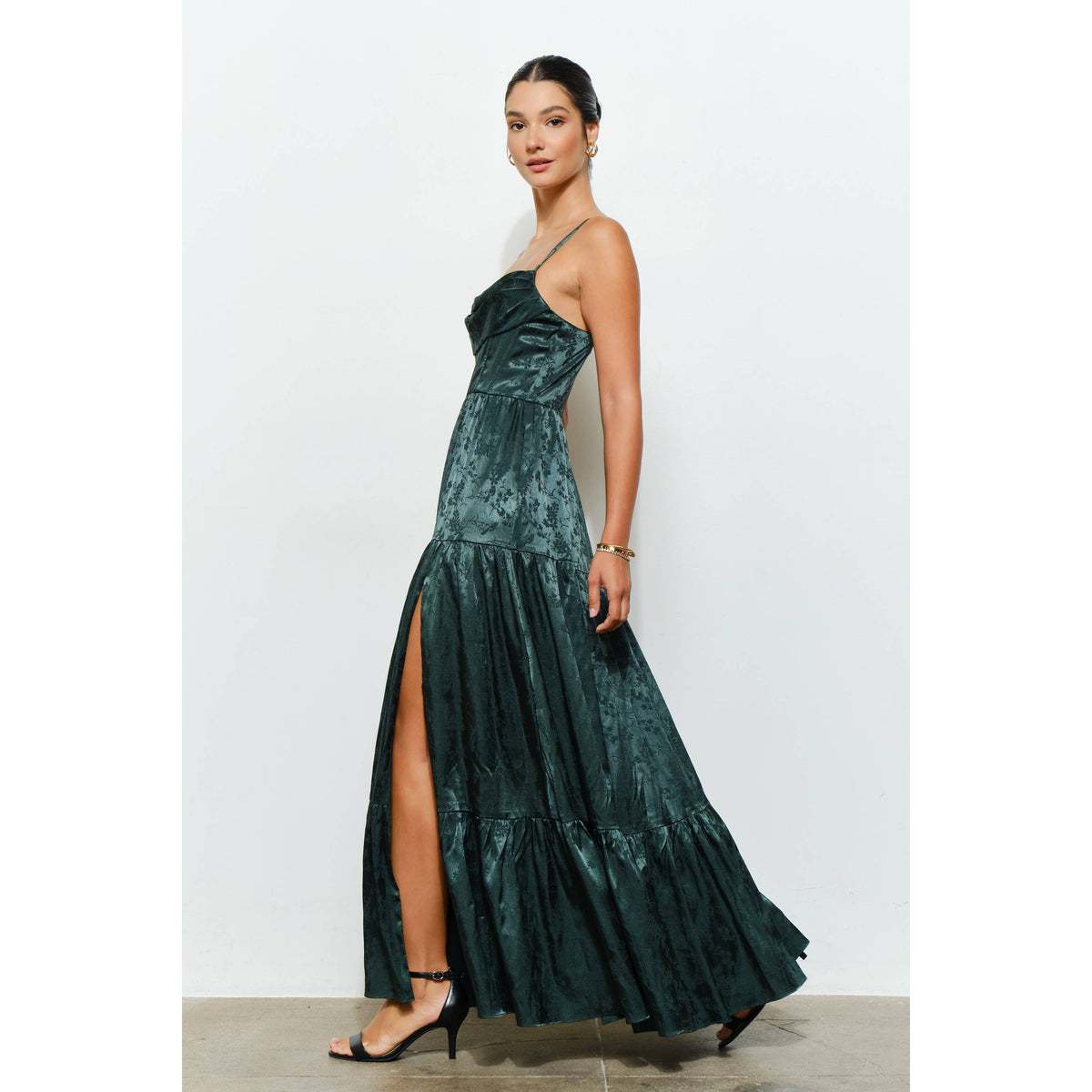 Petal & Poise Floral Jacquard Maxi Dress