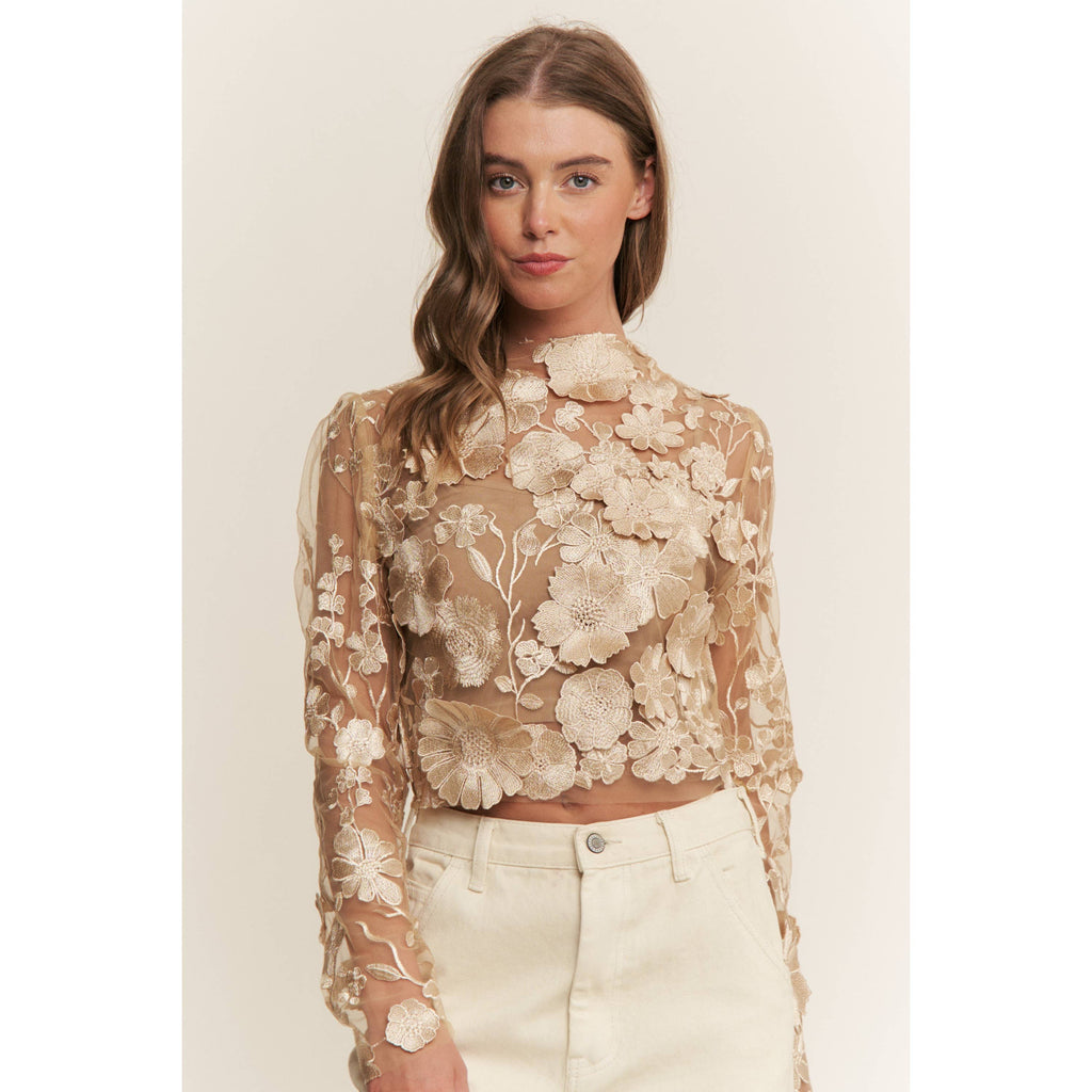 Desert Bloom Embroidered Crop Top