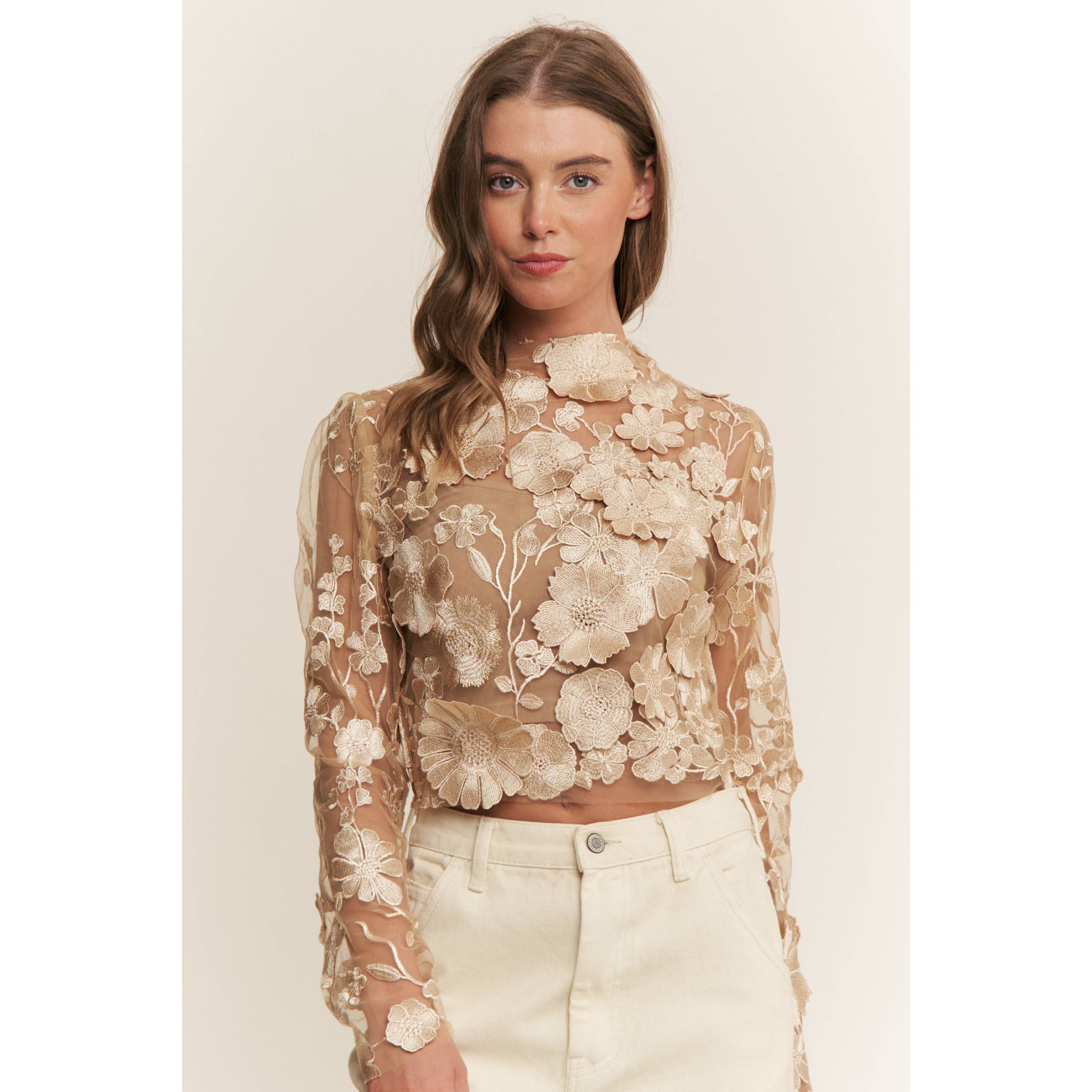 Desert Bloom Embroidered Crop Top