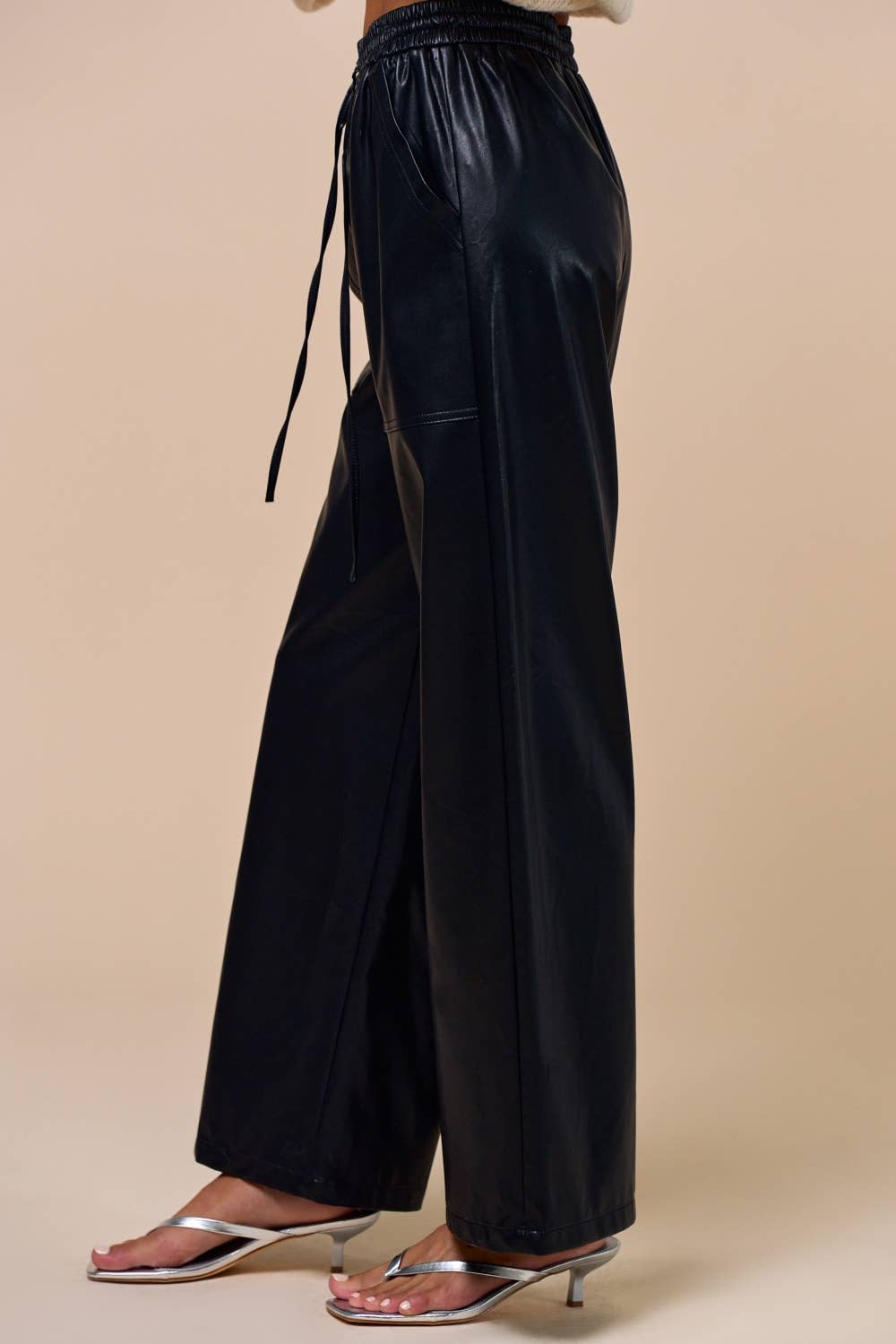 Downtown Faux Leather Drawstring Pants