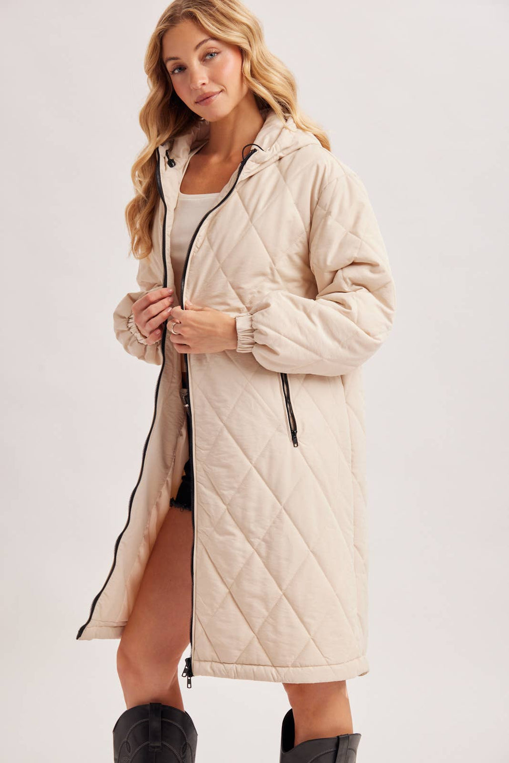 Longline Quilted Puffer Jacket