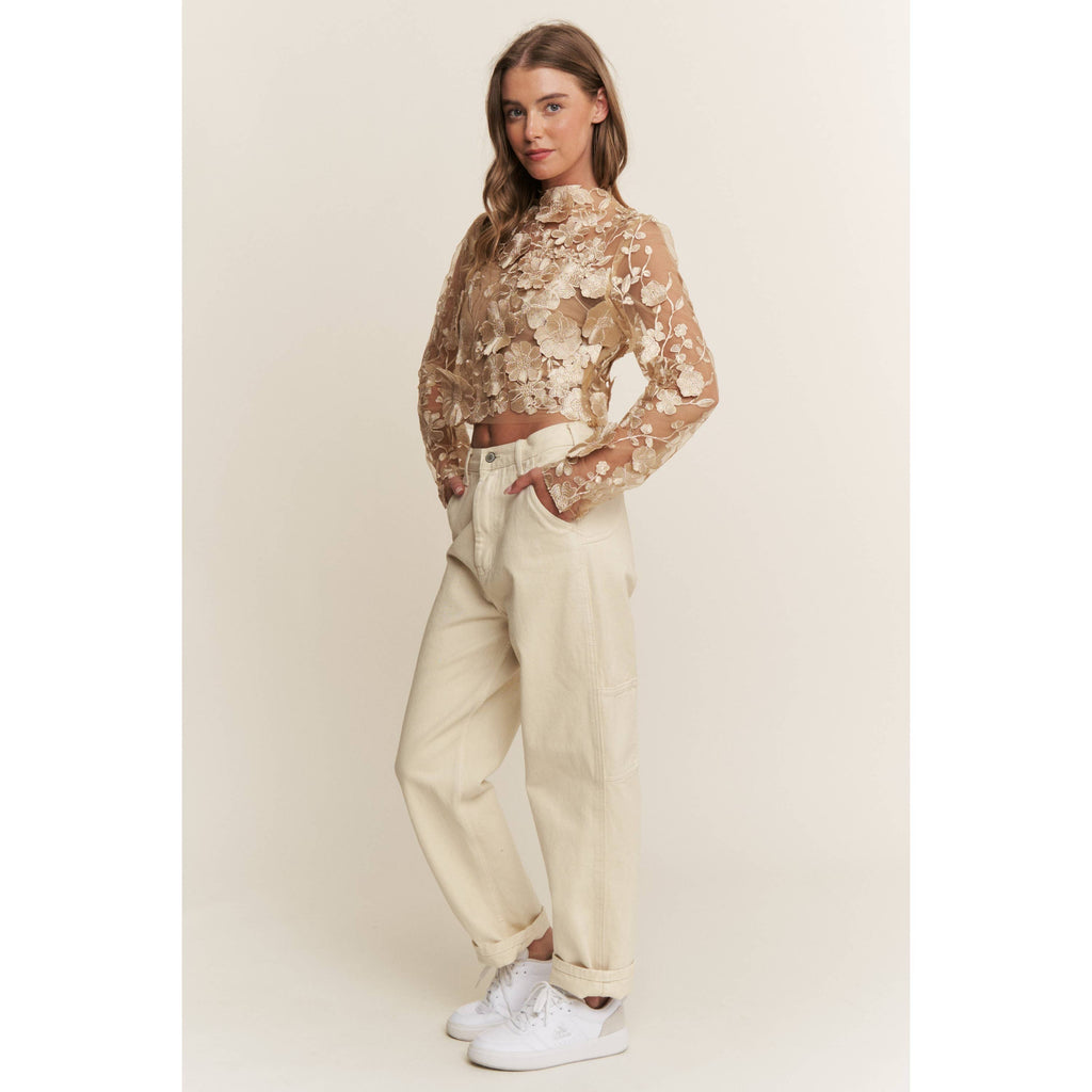 Desert Bloom Embroidered Crop Top