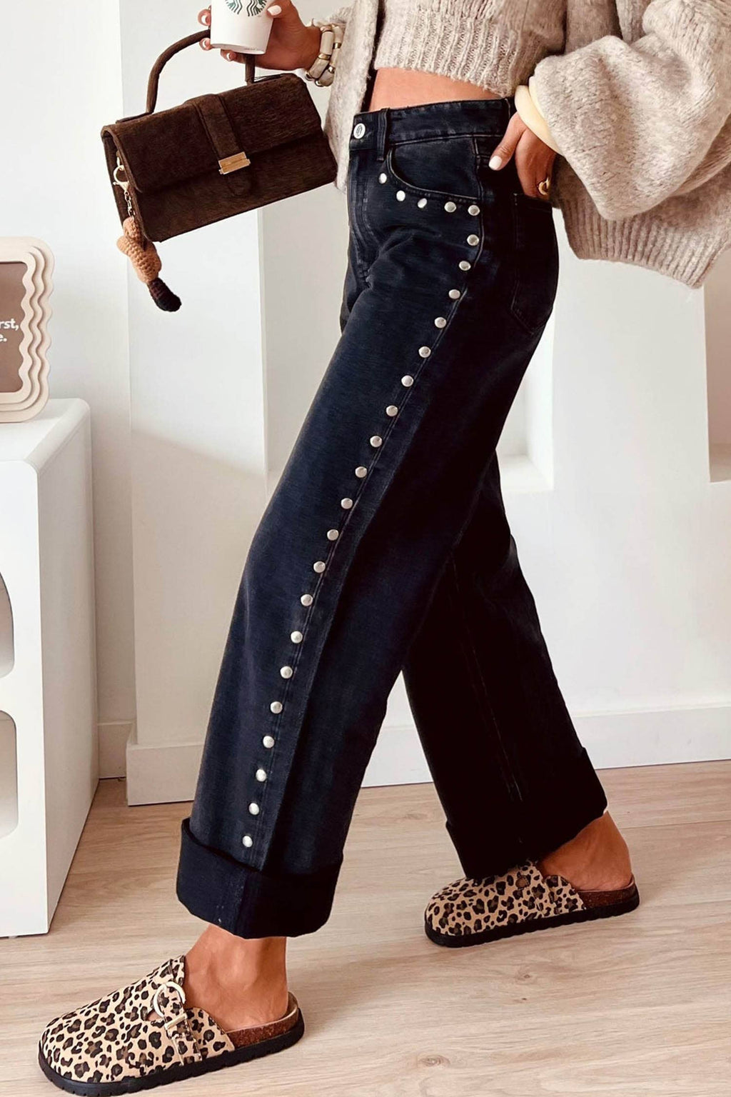 The Rebel High Rise Studded Jeans
