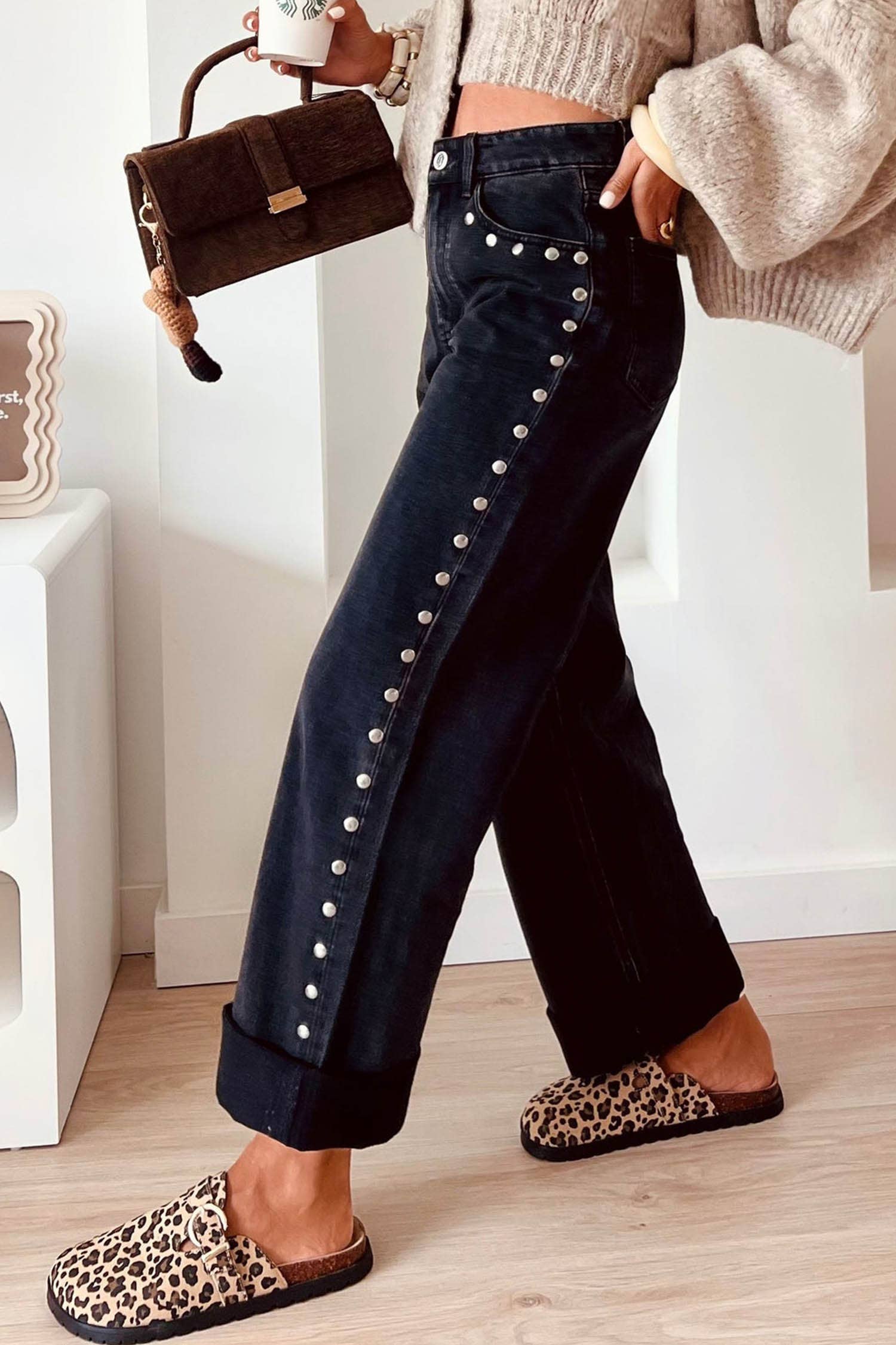 The Rebel High Rise Studded Jeans