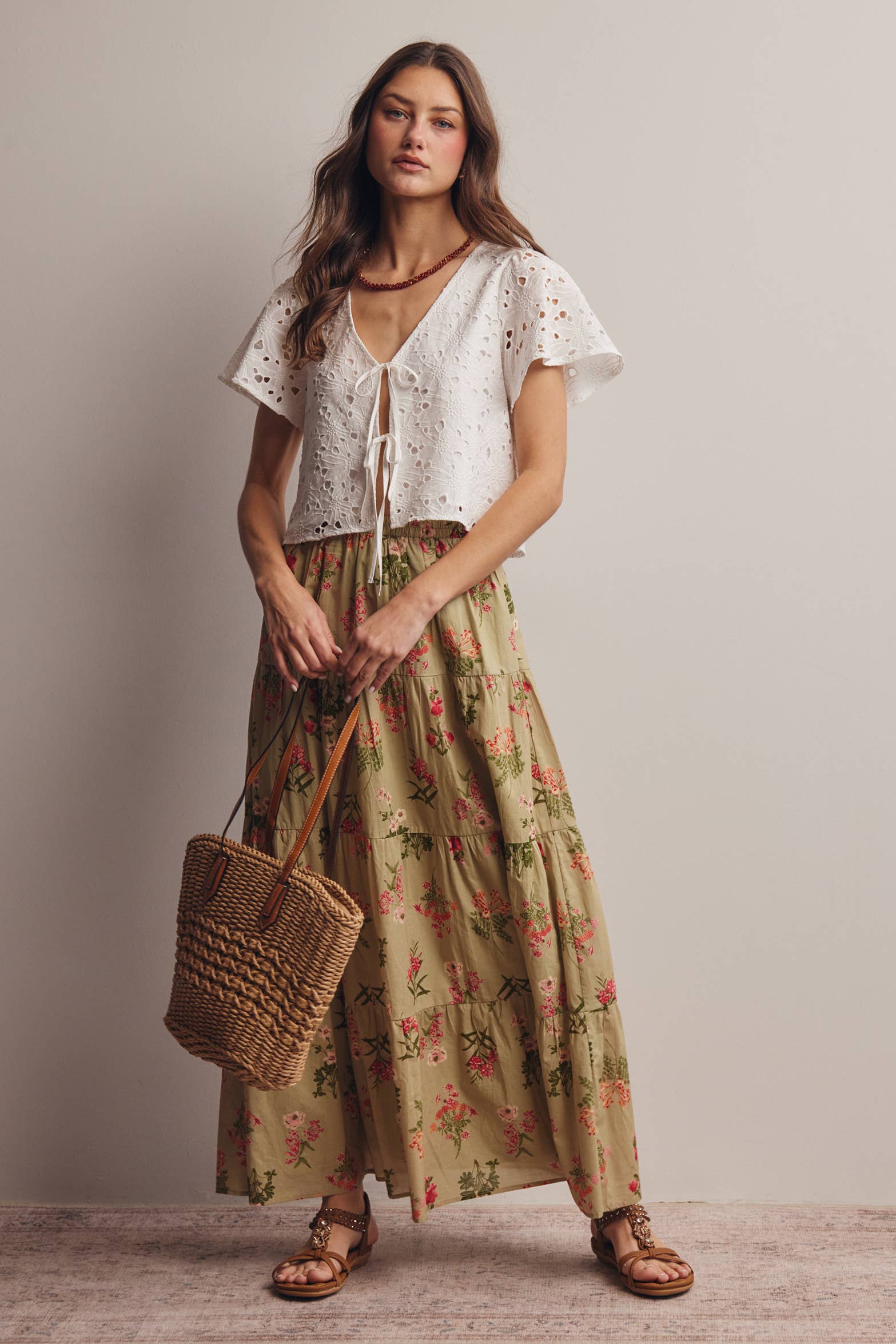 The Ivory Bloom Tie-Front Top