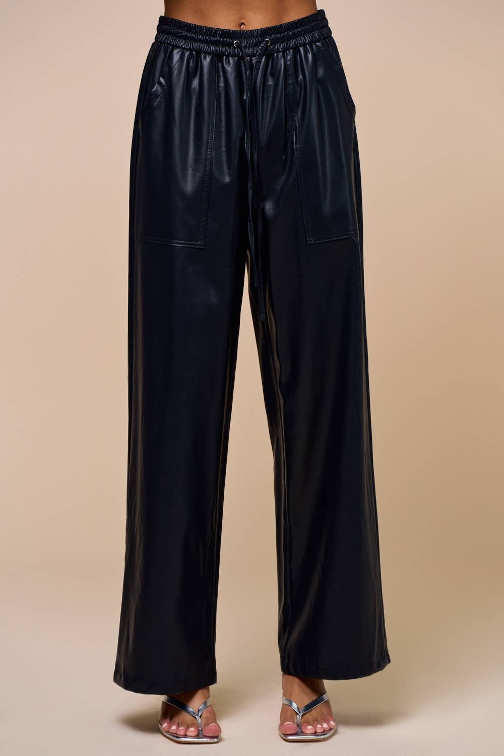Downtown Faux Leather Drawstring Pants