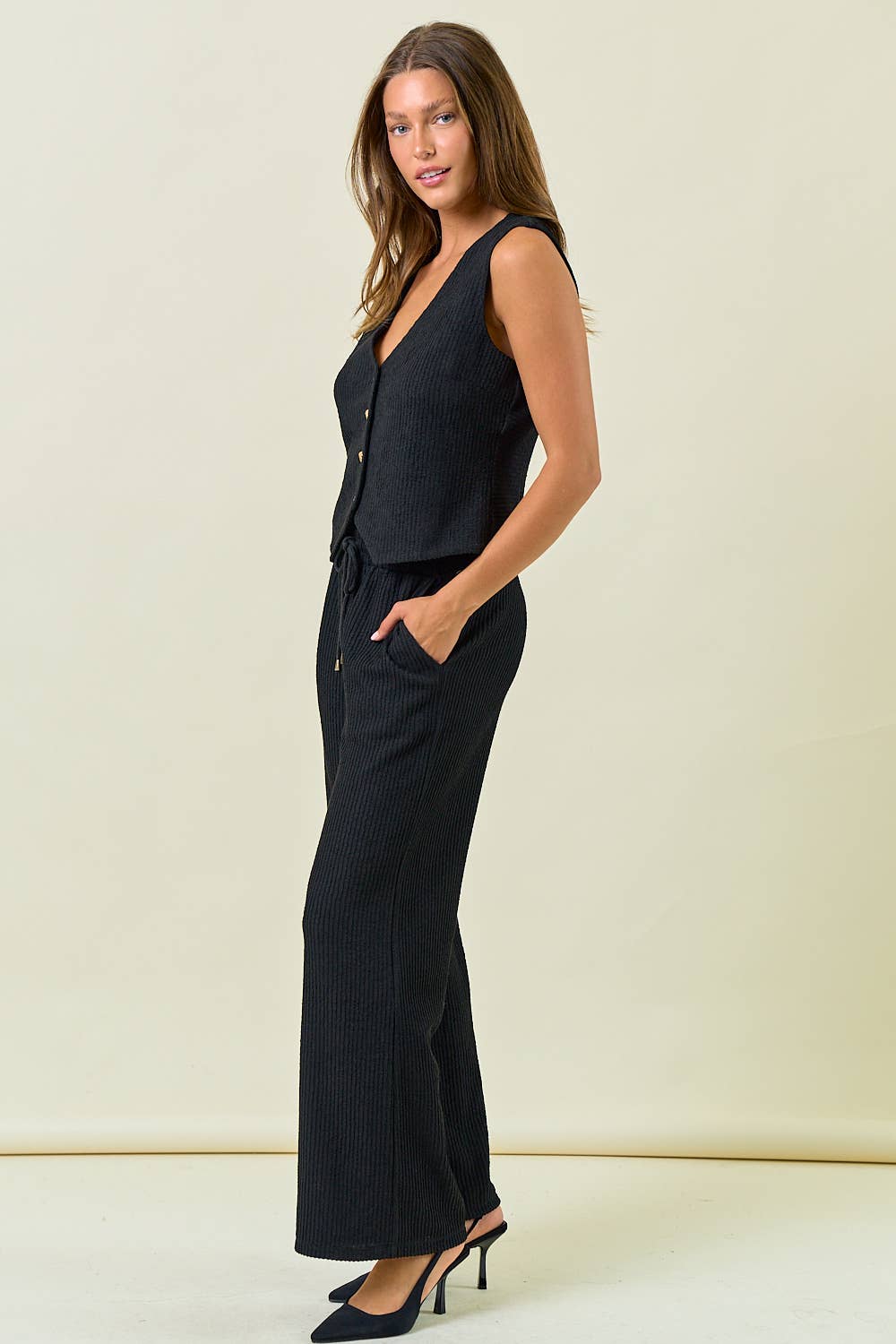 The Everly Textured Knit Wide Leg Pant