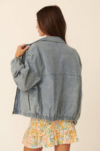 Load image into Gallery viewer, Denim Collared Zipper Front Pocket Jacket

