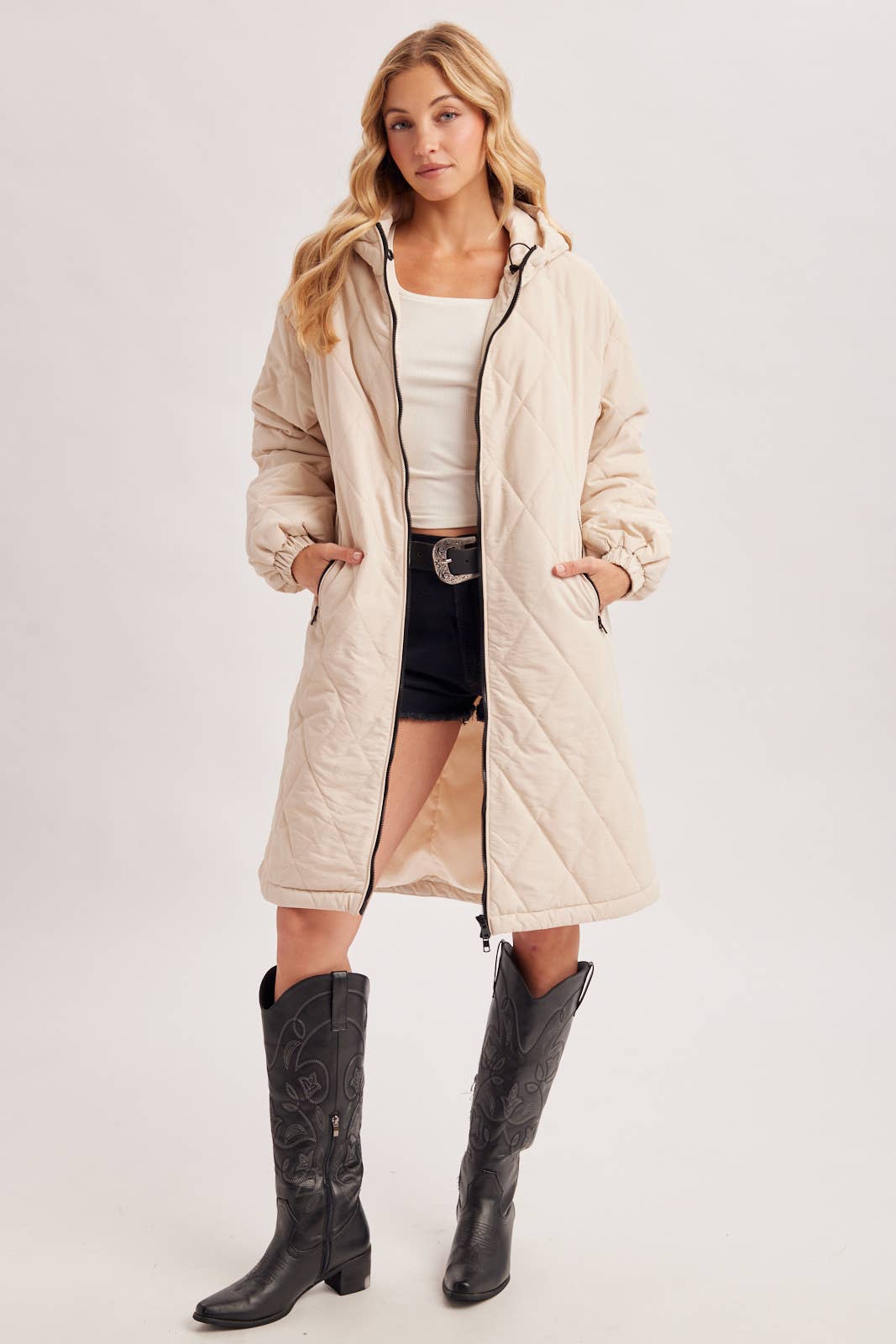 Longline Quilted Puffer Jacket