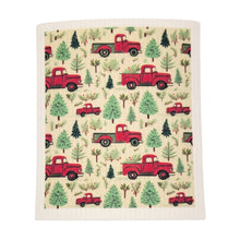 Load image into Gallery viewer, Red Christmas Truck Swedish Dishcloth
