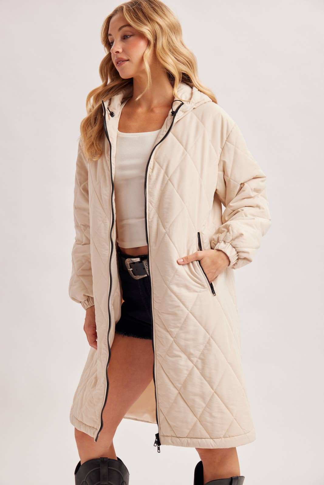 Longline Quilted Puffer Jacket