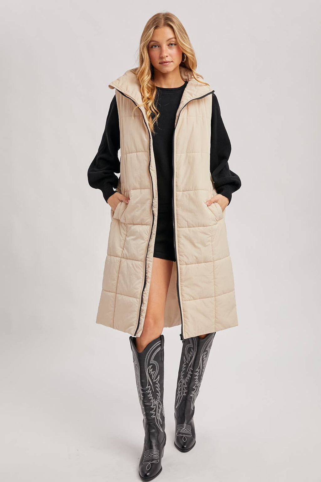 Quilted Longline Puffer Vest