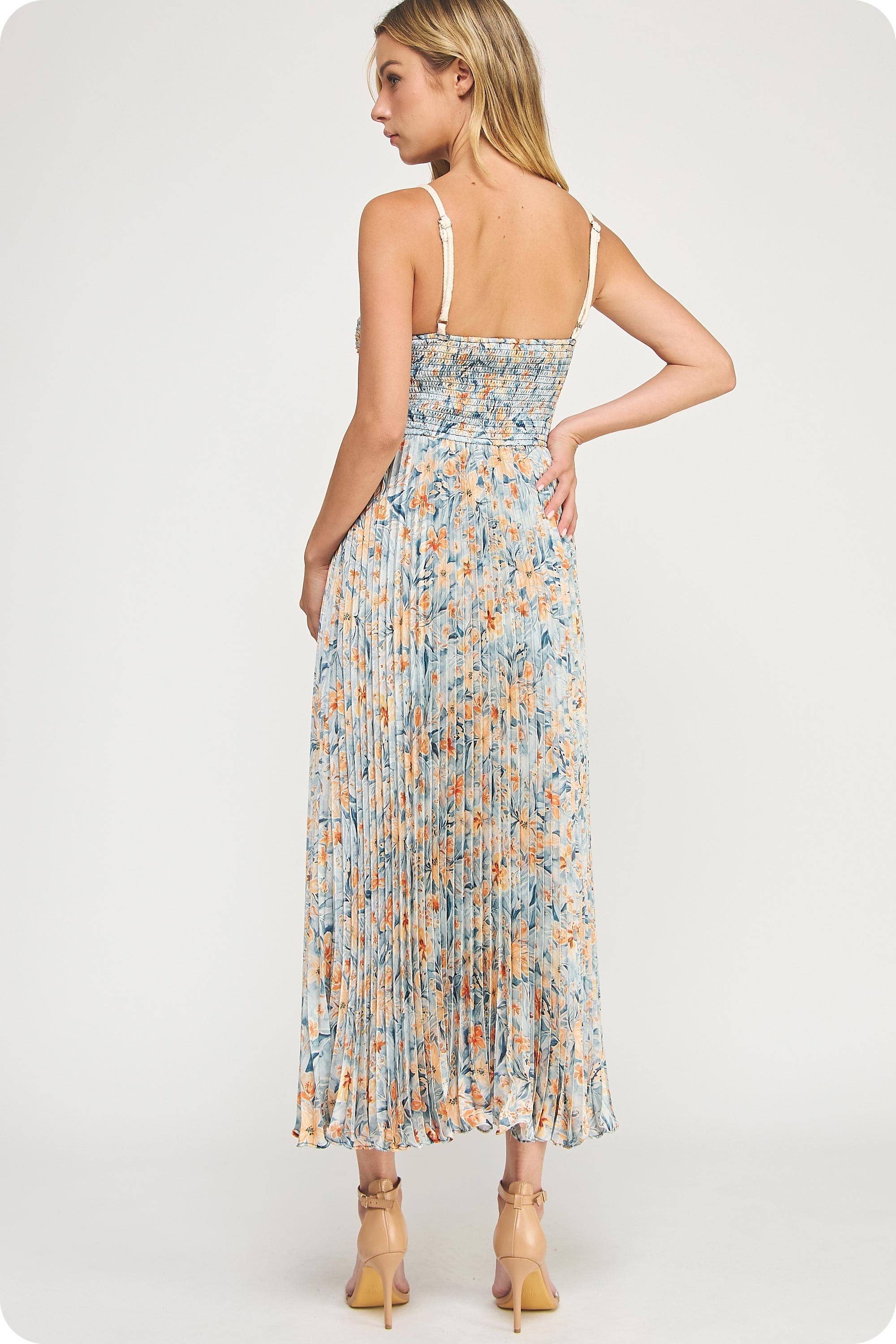 Garden Romance Pleated Midi Dress