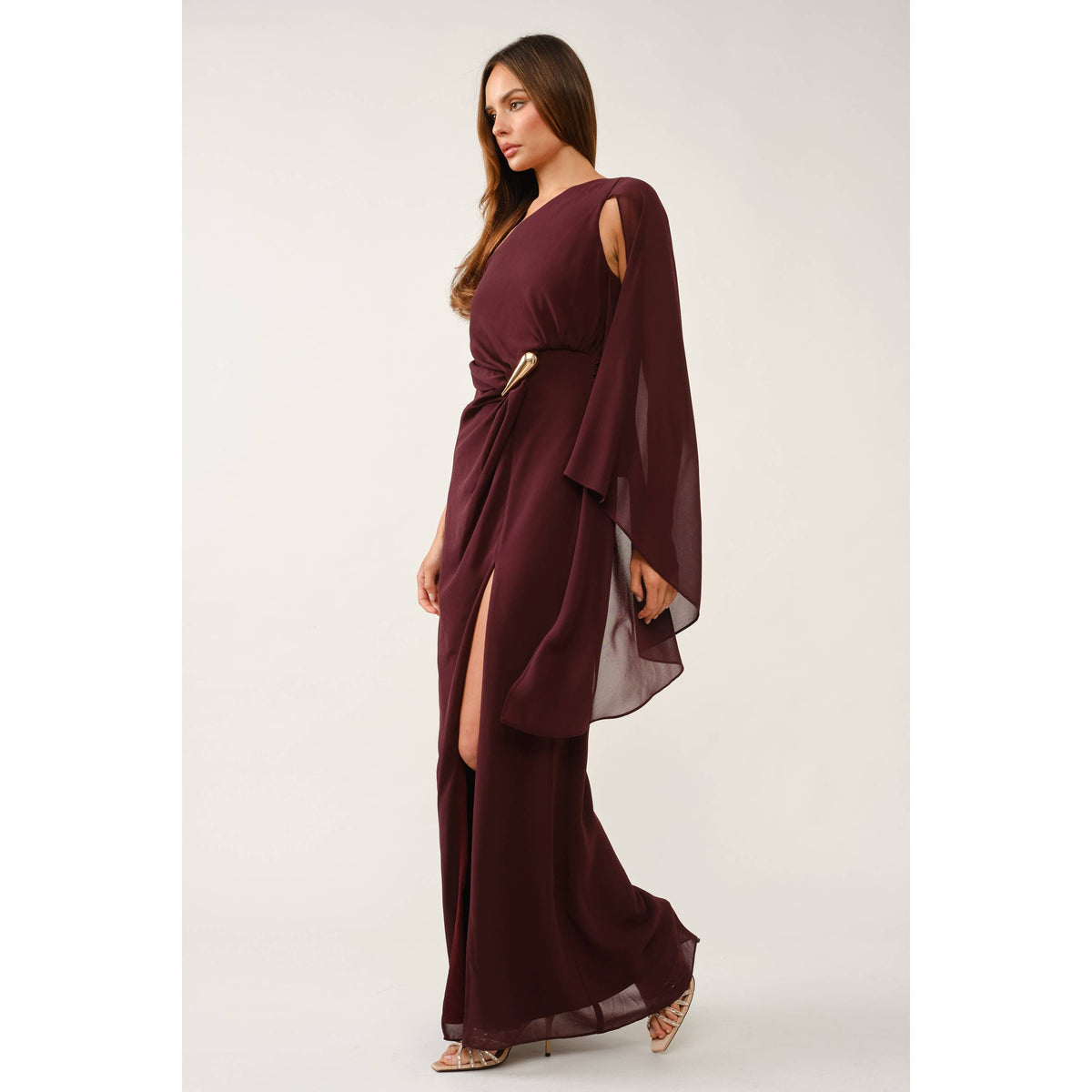Golden Hour One-Shoulder Slit Maxi Dress
