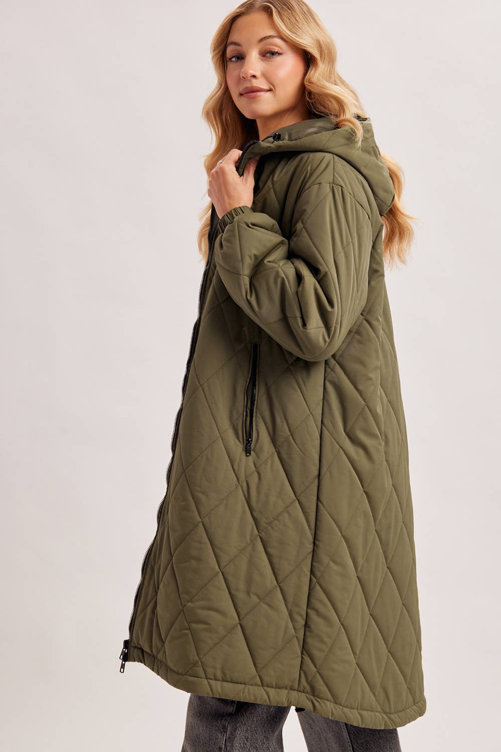 Longline Quilted Puffer Jacket