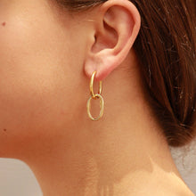 Load image into Gallery viewer, 18K Gold PVD Stainless Steel Interlocked Oval Pendant Earrings
