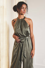 Load image into Gallery viewer, Olive Satin Jumpsuit

