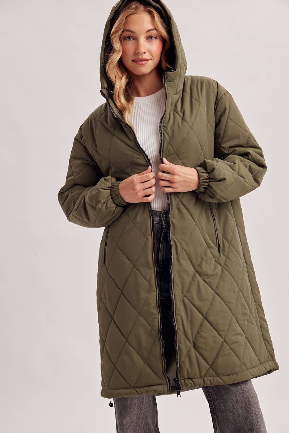 Longline Quilted Puffer Jacket