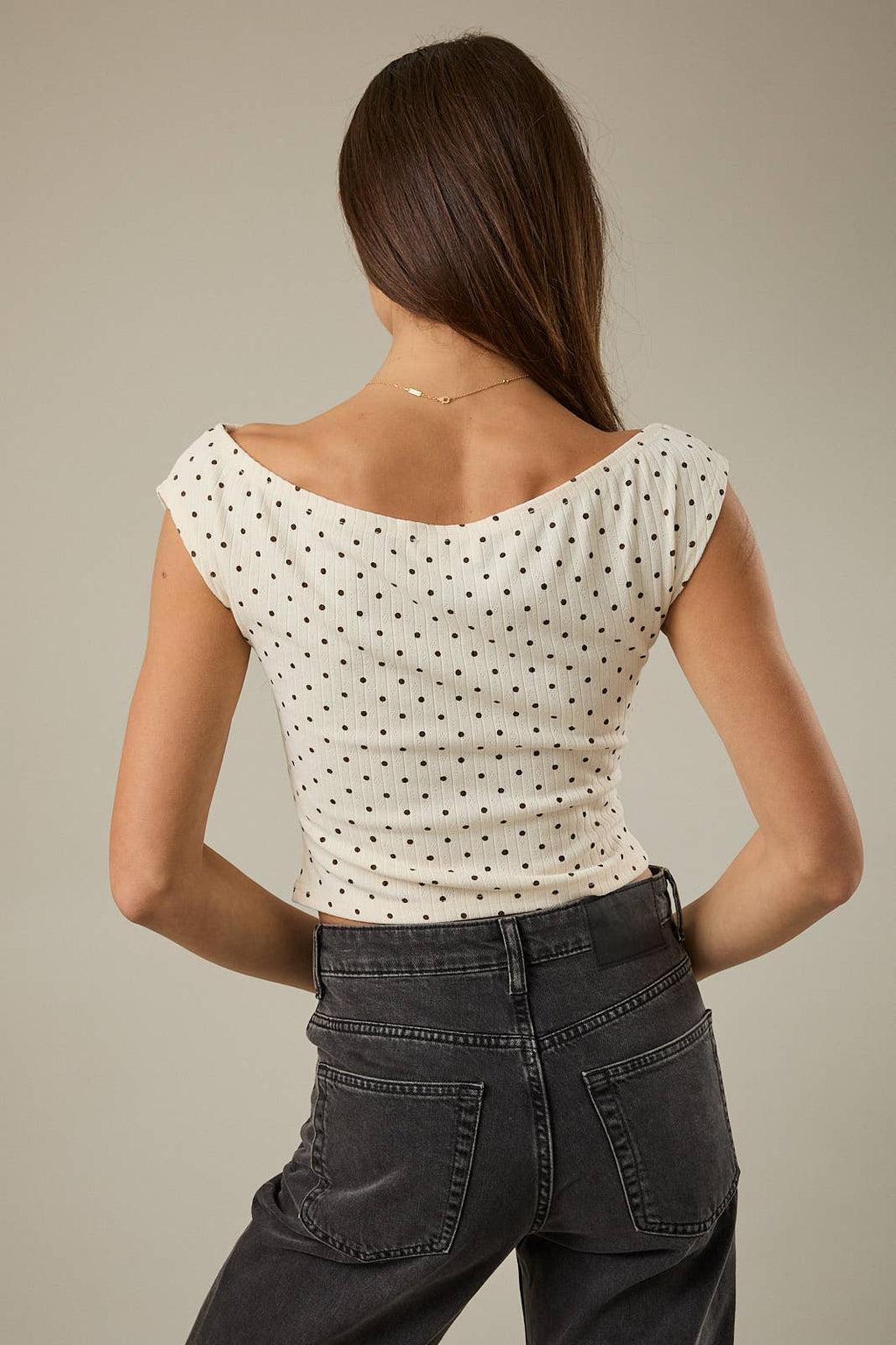 Mocha Dot Lounge Rib Tank