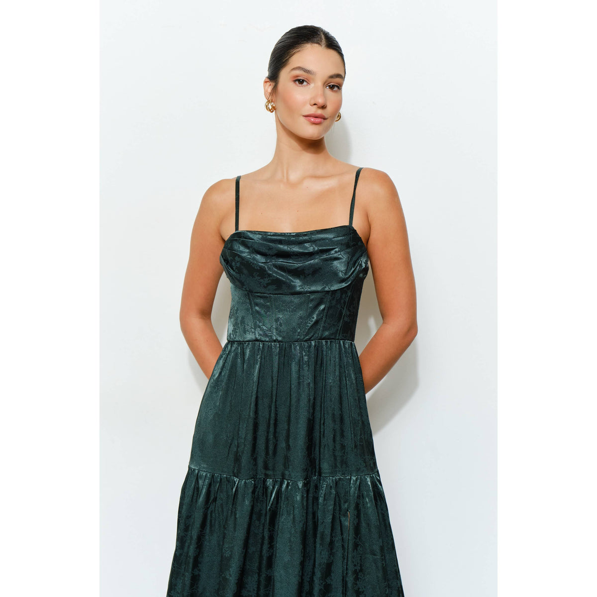 Petal & Poise Floral Jacquard Maxi Dress