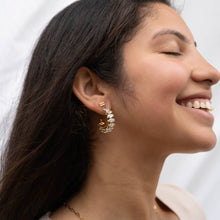 Load image into Gallery viewer, 18K Gold PVD Stainless Steel Marquis CZ Stone Hoop Earrings
