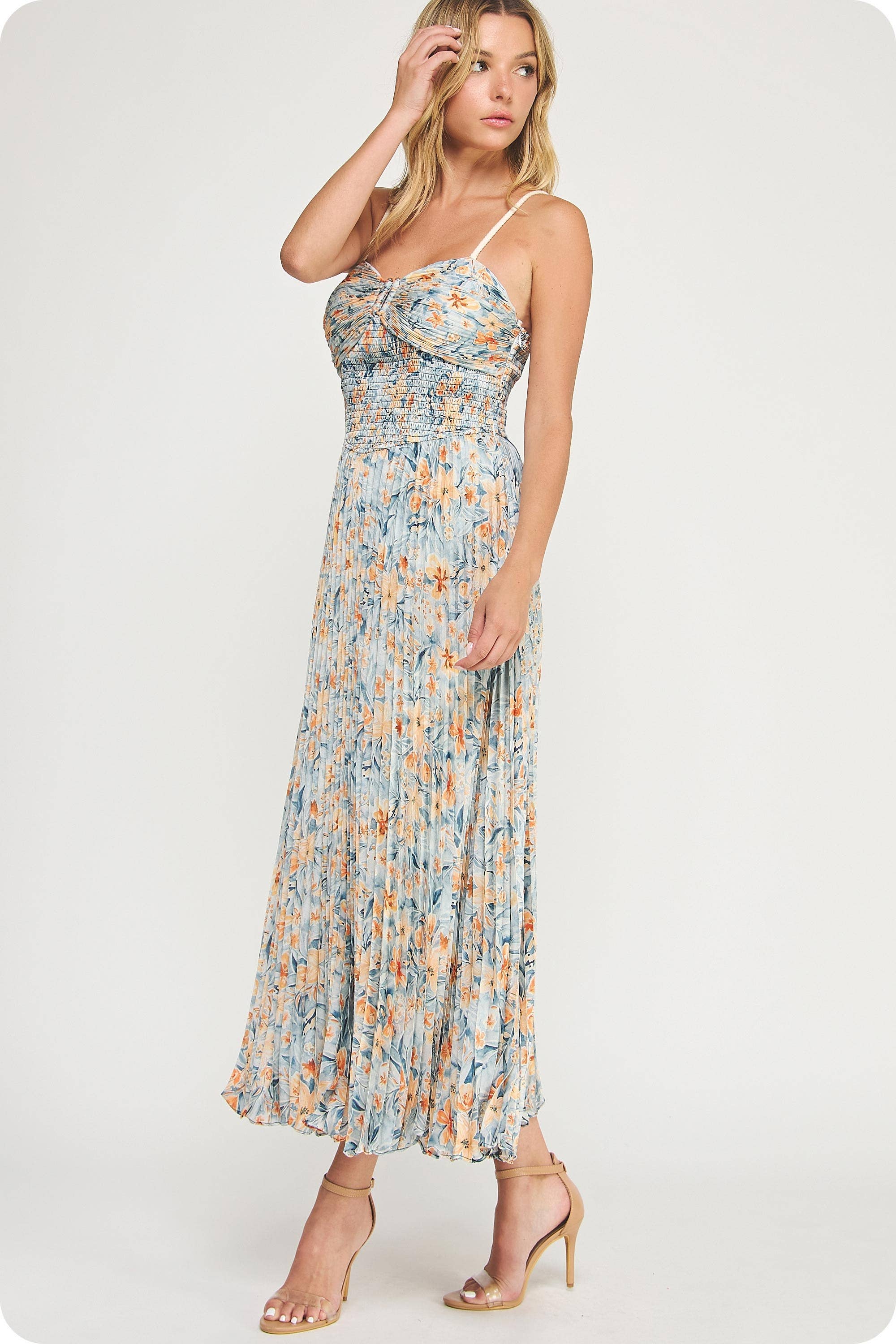 Garden Romance Pleated Midi Dress
