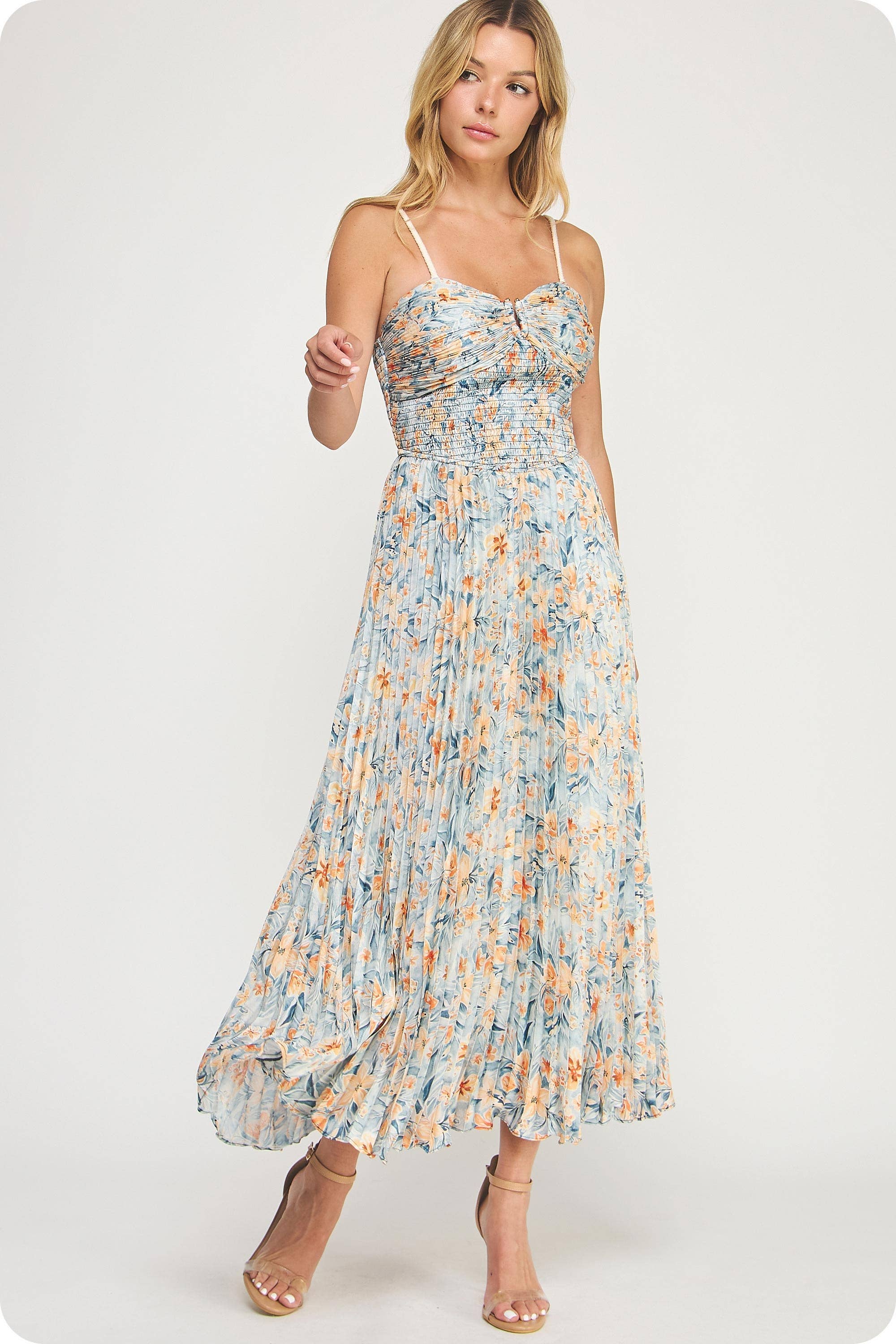 Garden Romance Pleated Midi Dress
