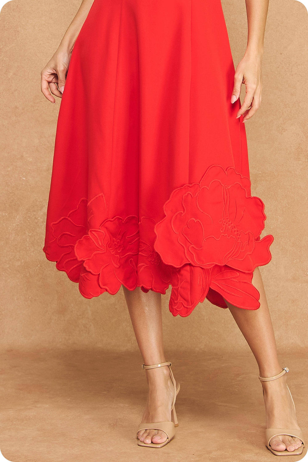 Scarlet Bloom Midi Dress
