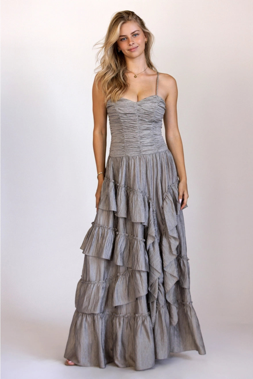 Silver Ruffle Dress