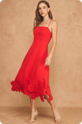Scarlet Bloom Midi Dress