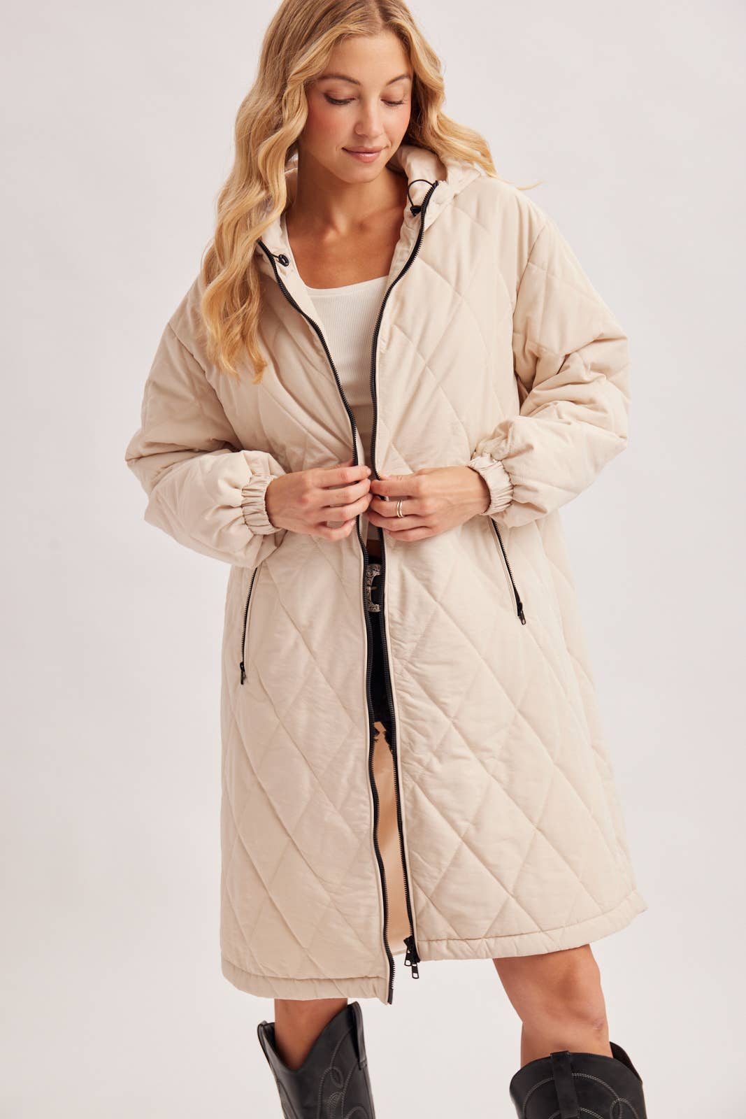 Longline Quilted Puffer Jacket
