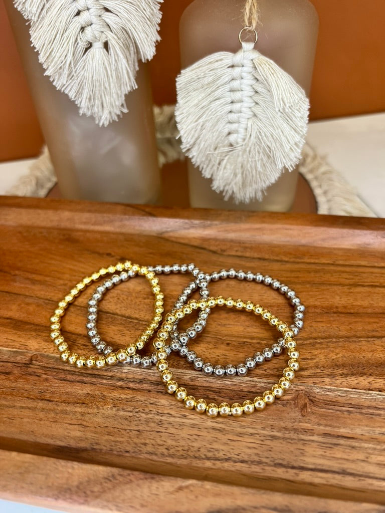 Beaded Stackable Bracelets- Gold/Silver