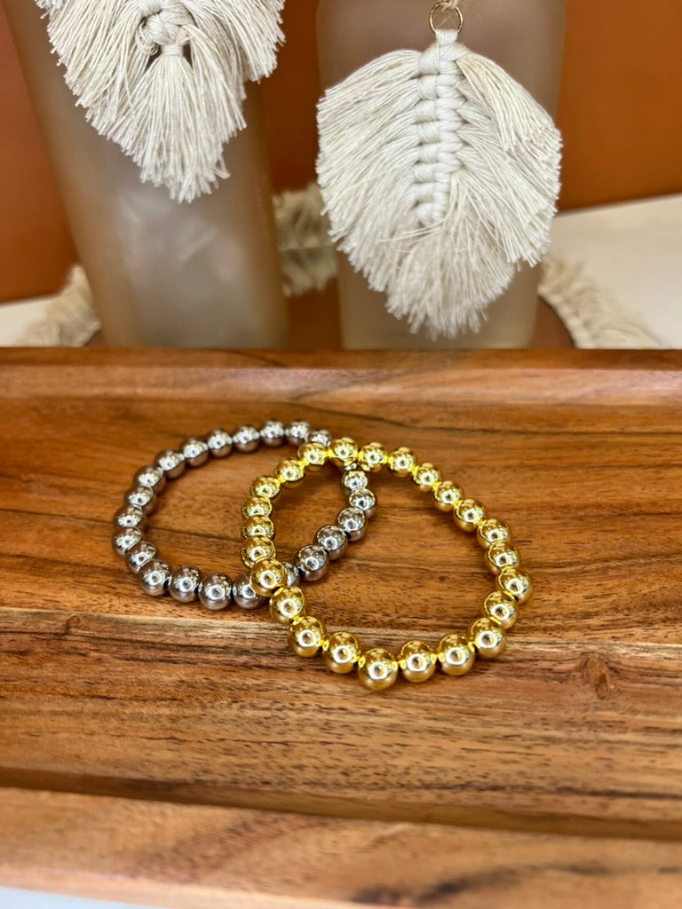 Beaded Stackable Bracelets- Gold/Silver