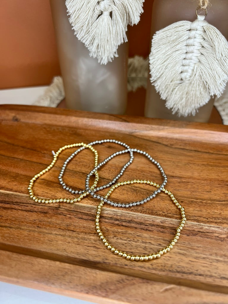 Beaded Stackable Bracelets- Gold/Silver