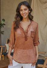 Load image into Gallery viewer, Brown Sheer Linen Top
