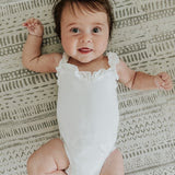 Lylah Ruffle Tank Top Onesie – White