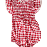 Astrid Bubble Romper – Red & White Gingham